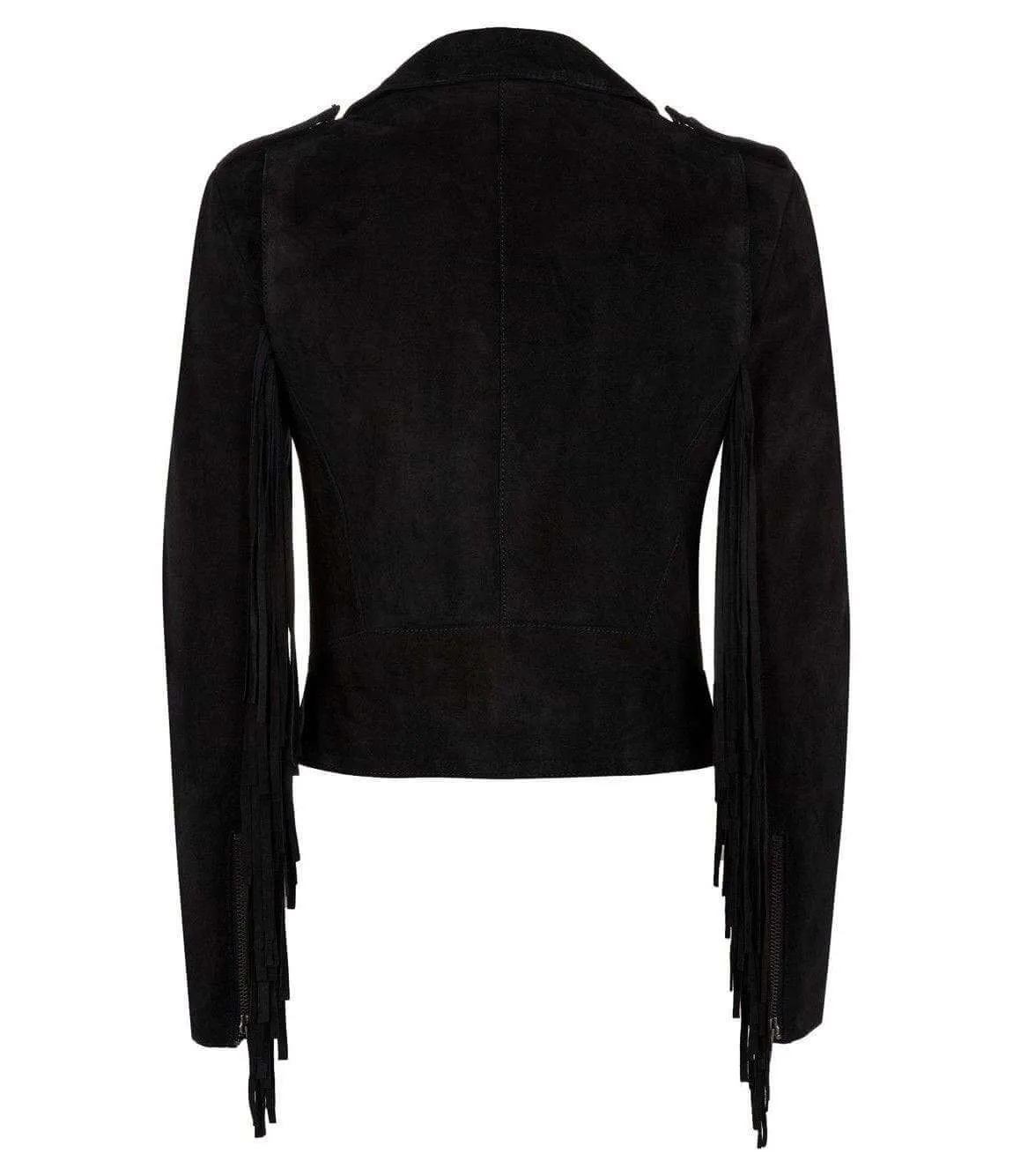 Men Black Belted Zipper Fringe Suede Jacket, Classic Trendy Scooter Fashion Jacket