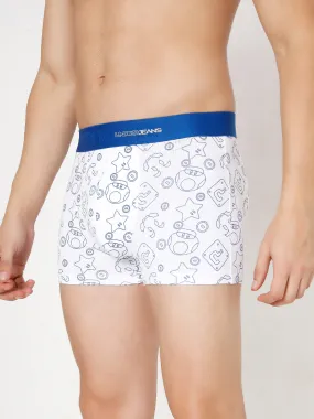 Men Premium White Dark Blue Cotton Blend Trunk- Underjeans By Spykar