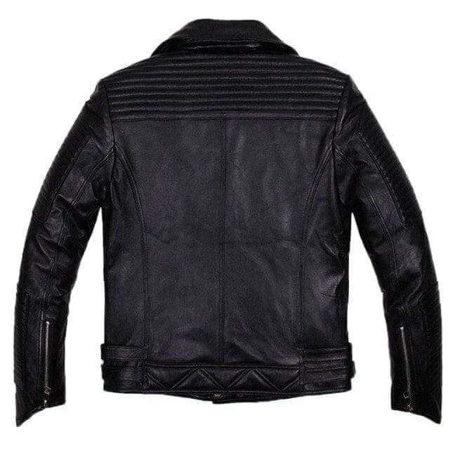 Men's Biker Leather Jacket, Men's Fashion Black Motorcycle Zipper Studs Jacket