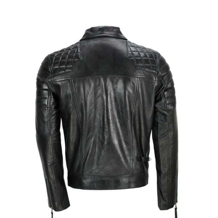 Men's Black Sheep Leather Vintage Style Biker Fashion Casual Leather Jacket