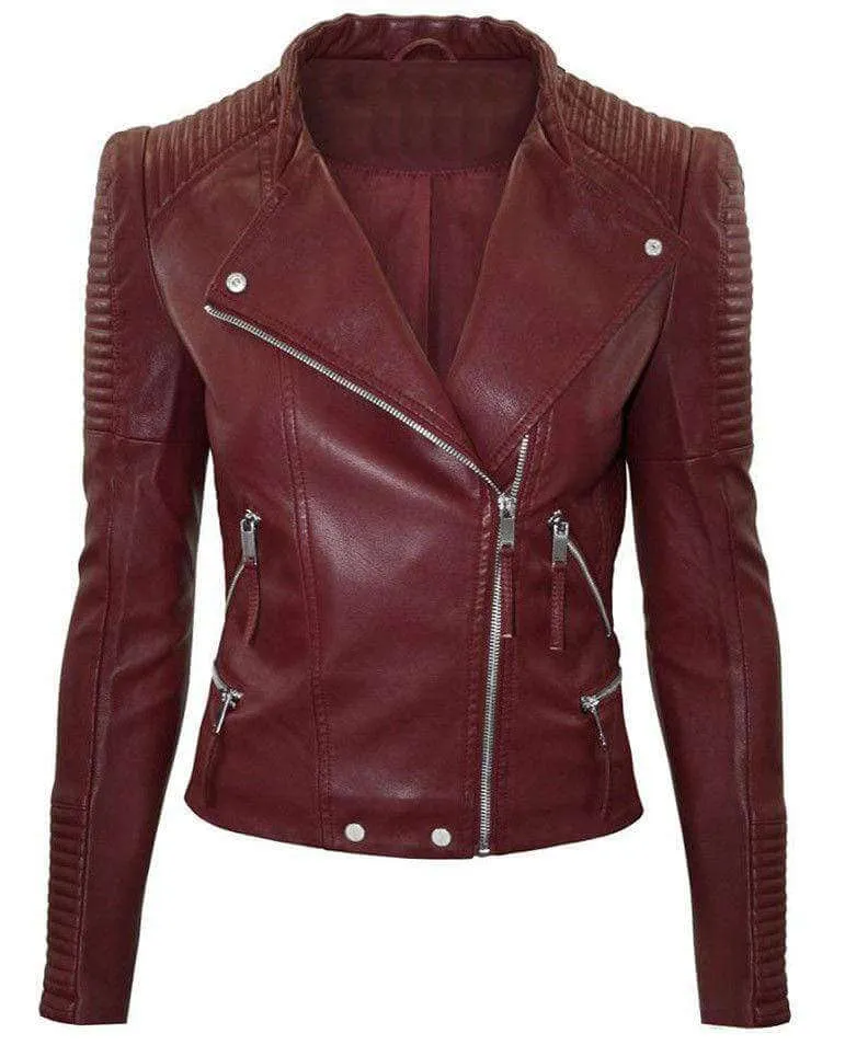 Men's New Maroon Zipper Padded Motorbike Leather Jacket, Classic Trendy Scooter Fashion Stylish Jacket