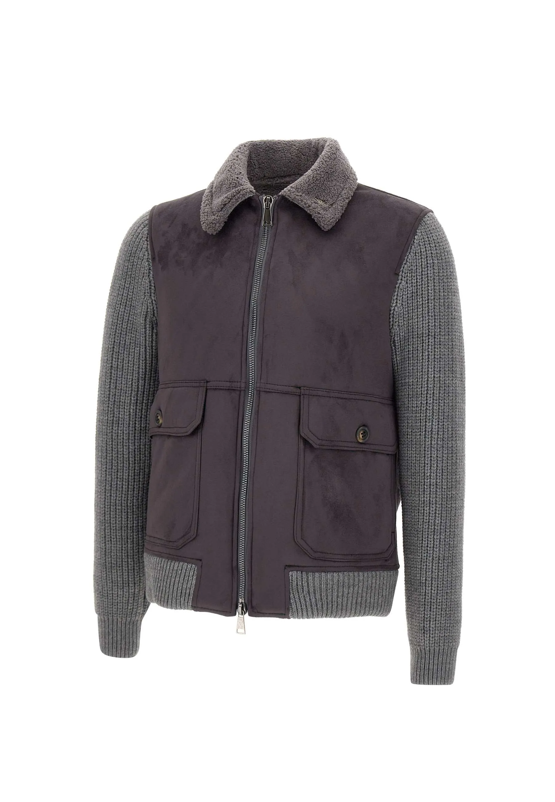 Men's Smoky Grey Jacket with Suede