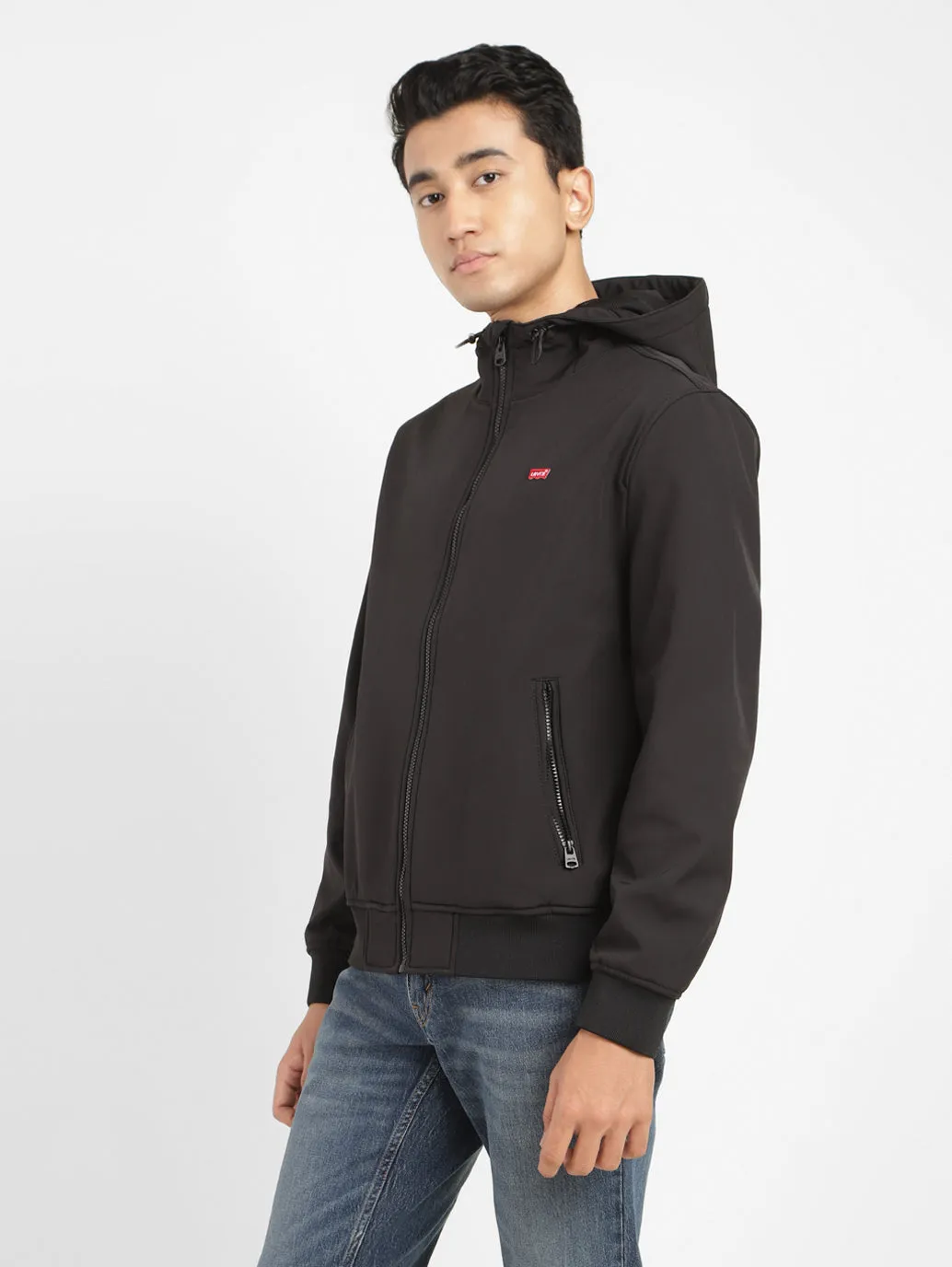 Men's Solid Hooded Bomber Jacket