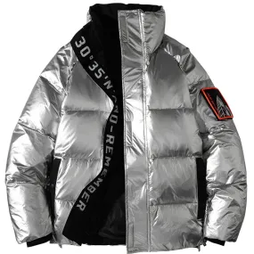 Metallic Shiny Color Puffed Parka