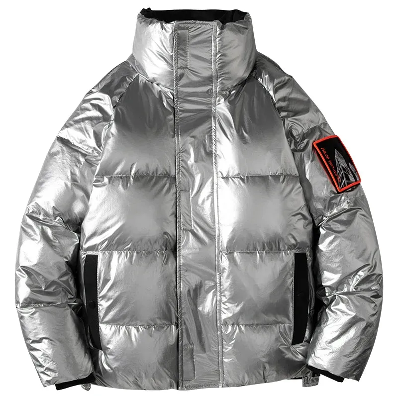 Metallic Shiny Color Puffed Parka