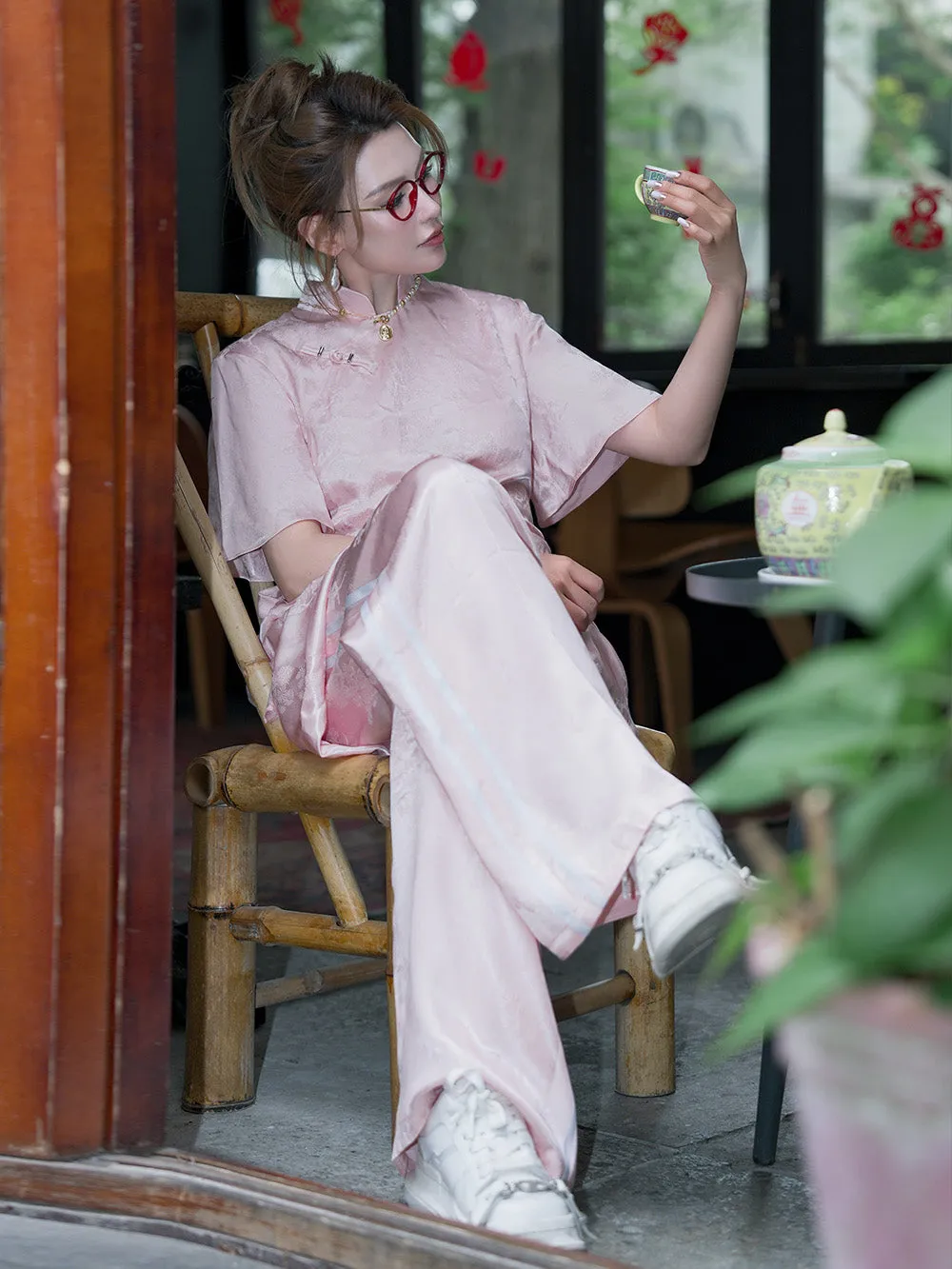 MUKZIN Pink Loose Casual Pants