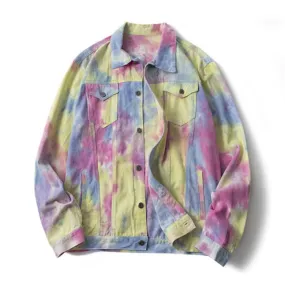 Multicolor Tie-Dye Style Street Jacket