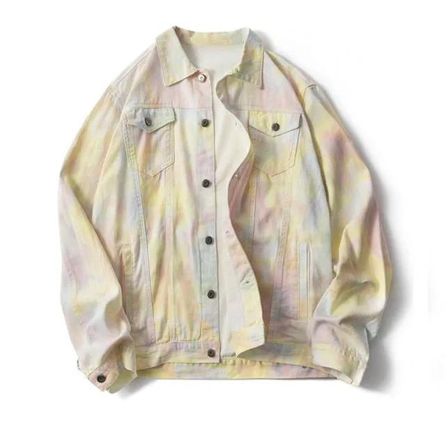 Multicolor Tie-Dye Style Street Jacket