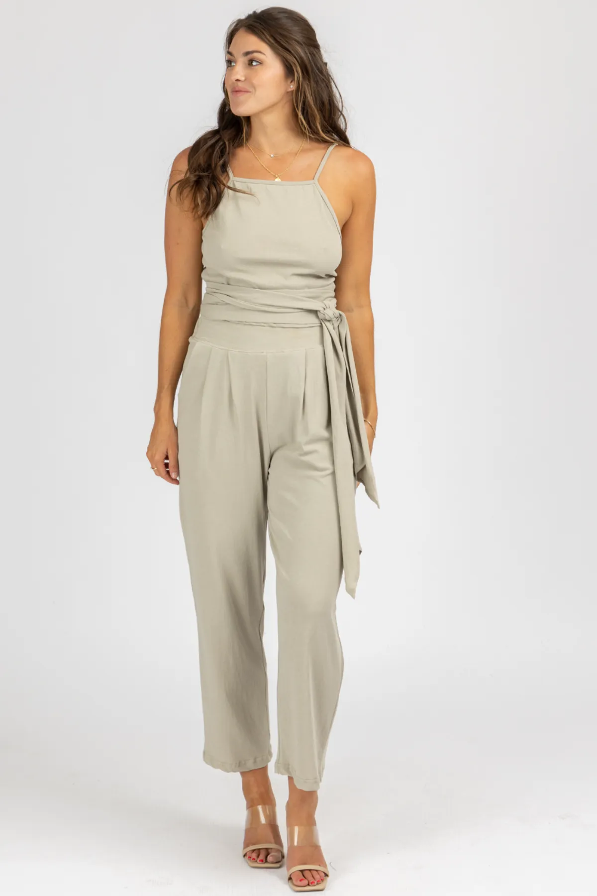 MUSHROOM WRAP TOP   PLEATED PANT SET