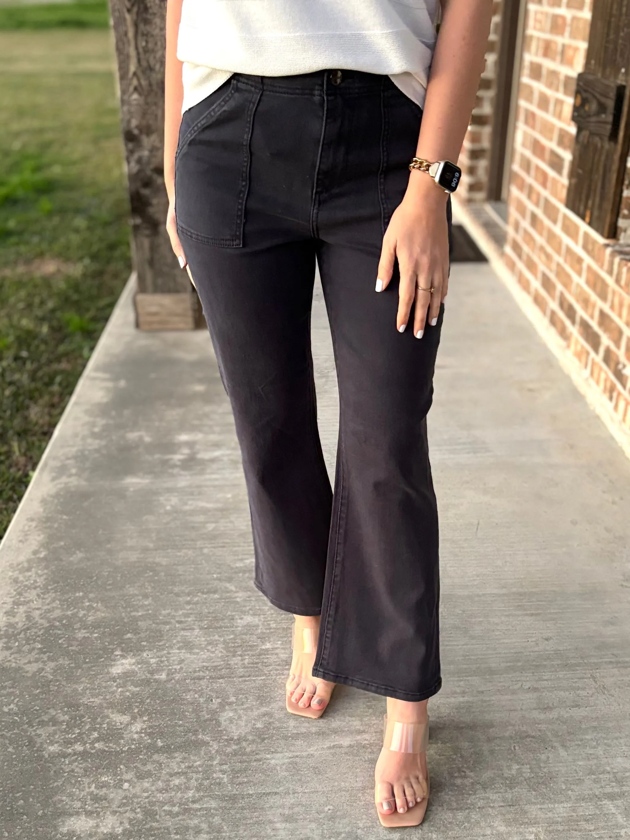 Navy Ankle Flare Pant - Risen