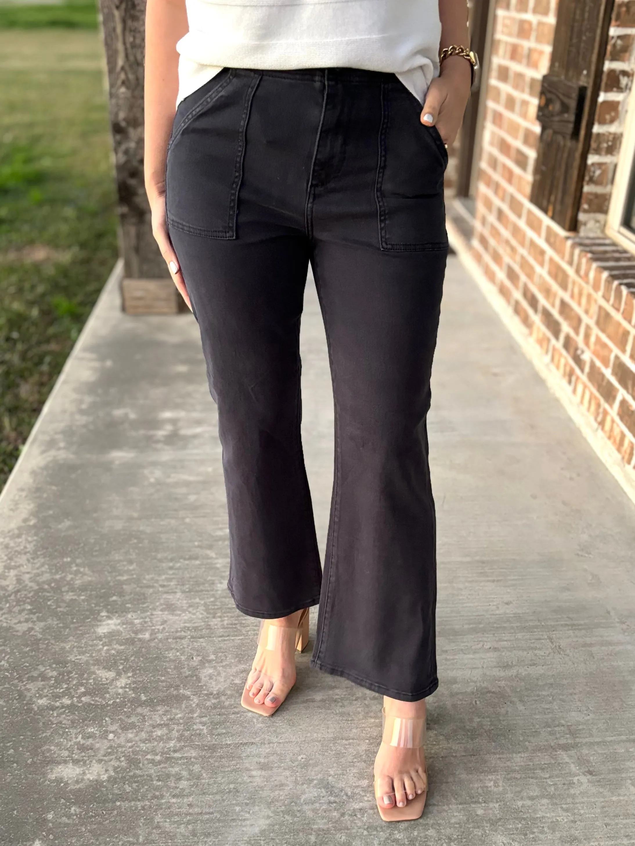 Navy Ankle Flare Pant - Risen