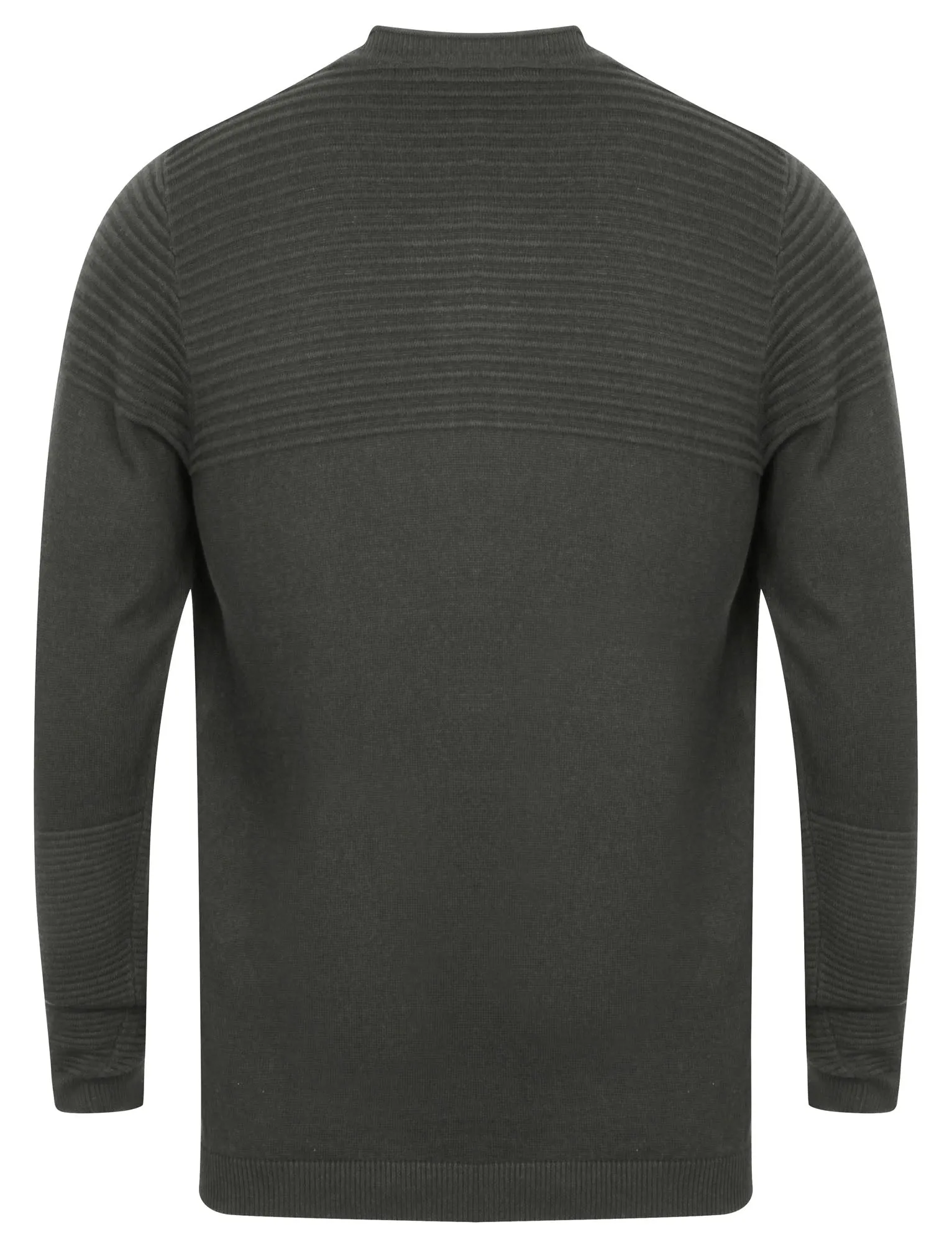 Neston Crew Neck Ripple Knit Jumper in Charcoal - Dissident