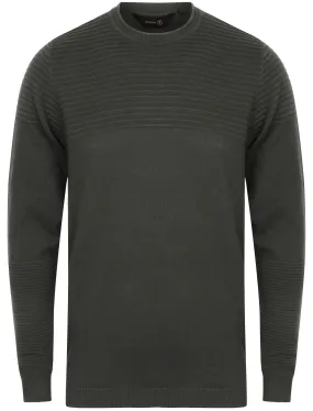 Neston Crew Neck Ripple Knit Jumper in Charcoal - Dissident