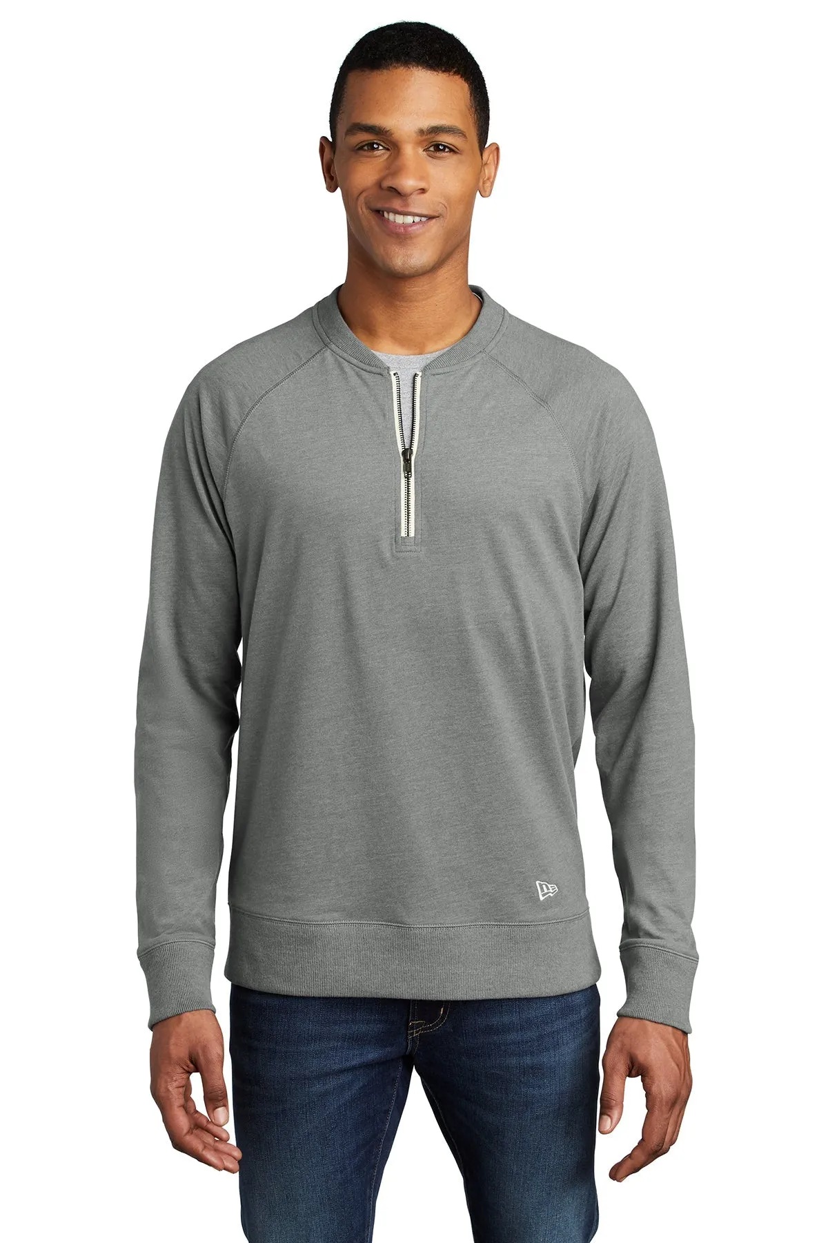 New Era Sueded Cotton Blend Custom Quarter Zips, Shadow Grey Heather