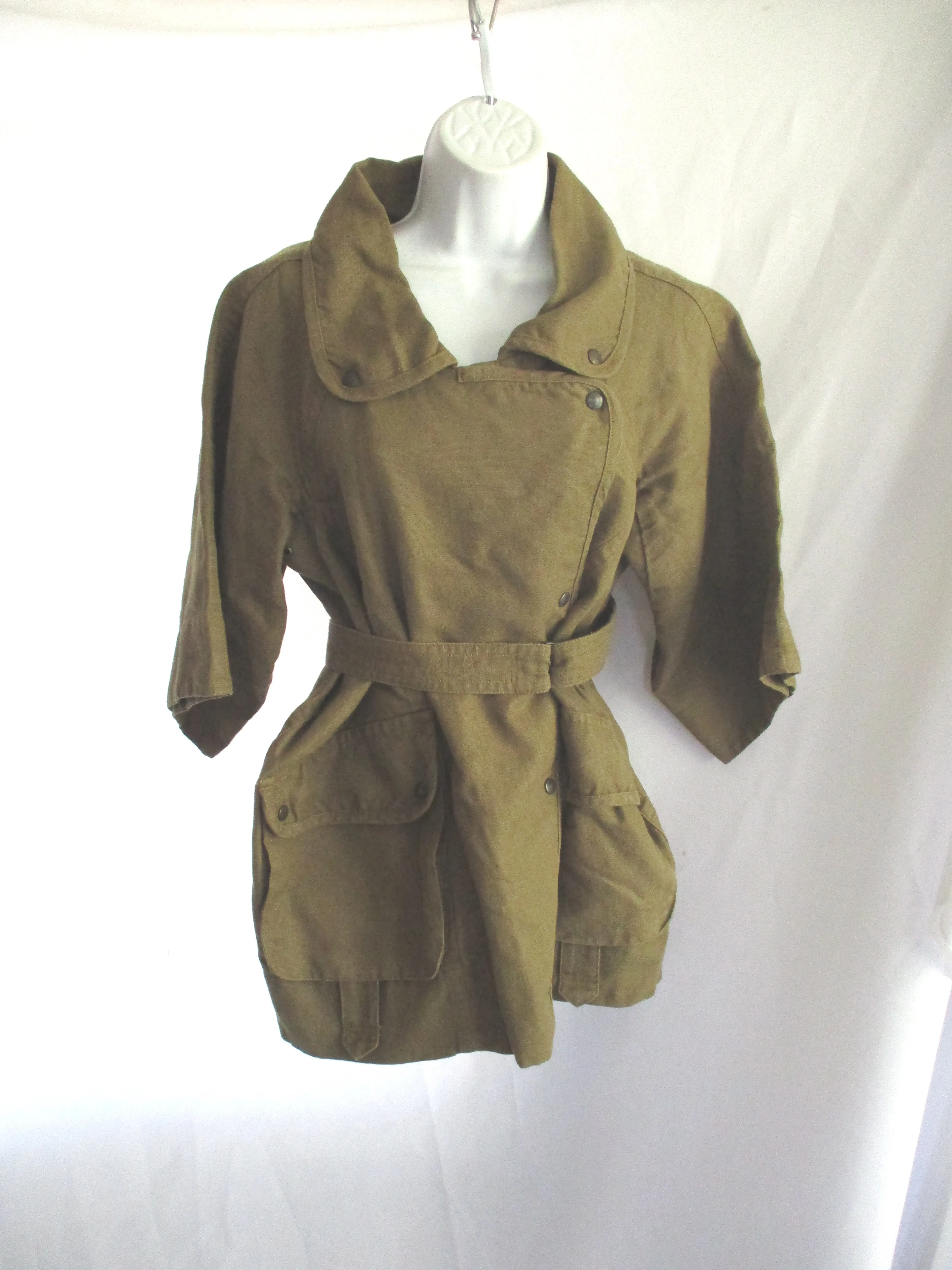 NEW ISABEL MARANT 1501 Linen Cotton jacket coat 38 GREEN Belt OLIVE KHAKI