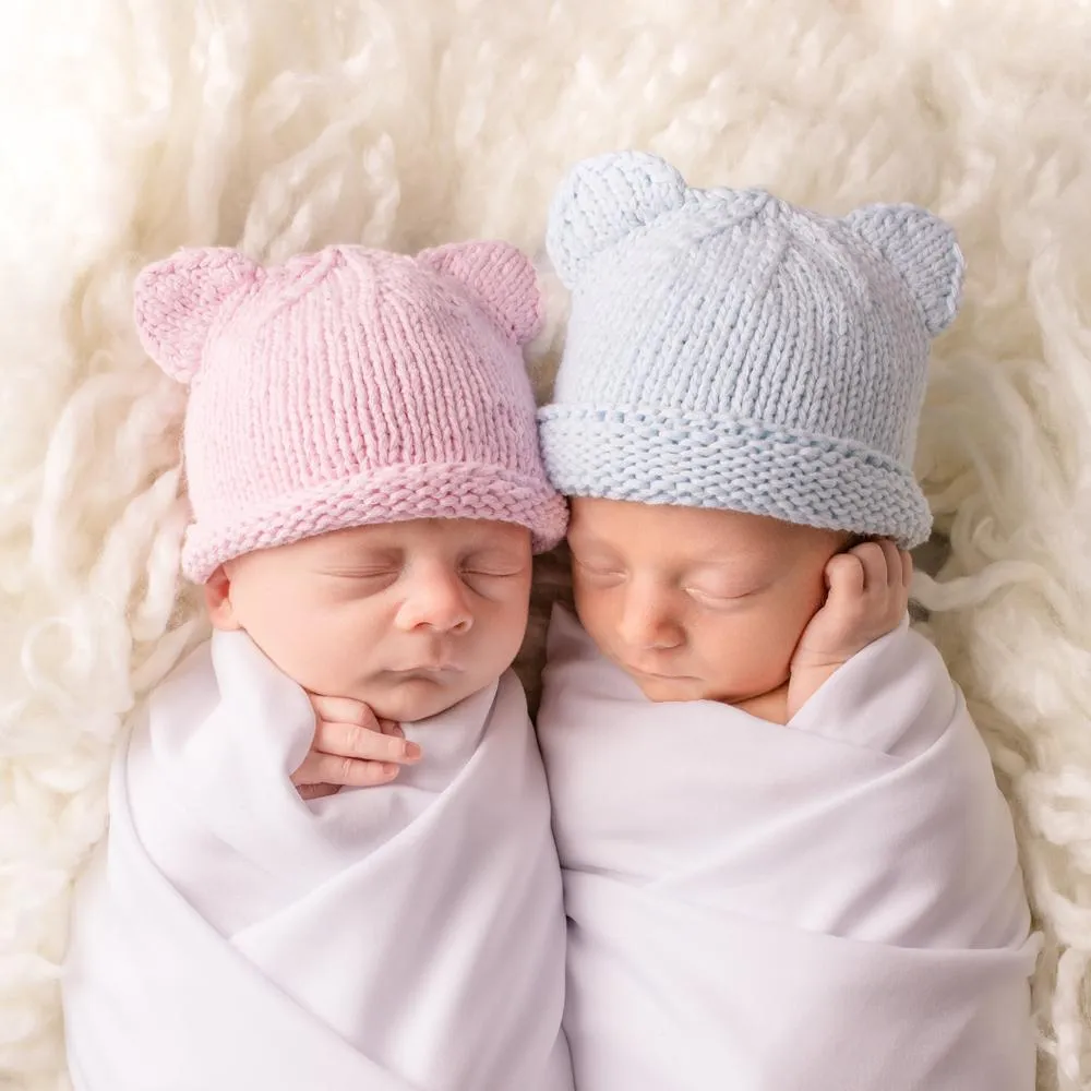 Newborn Blue Teddy Bear Beanie Hat