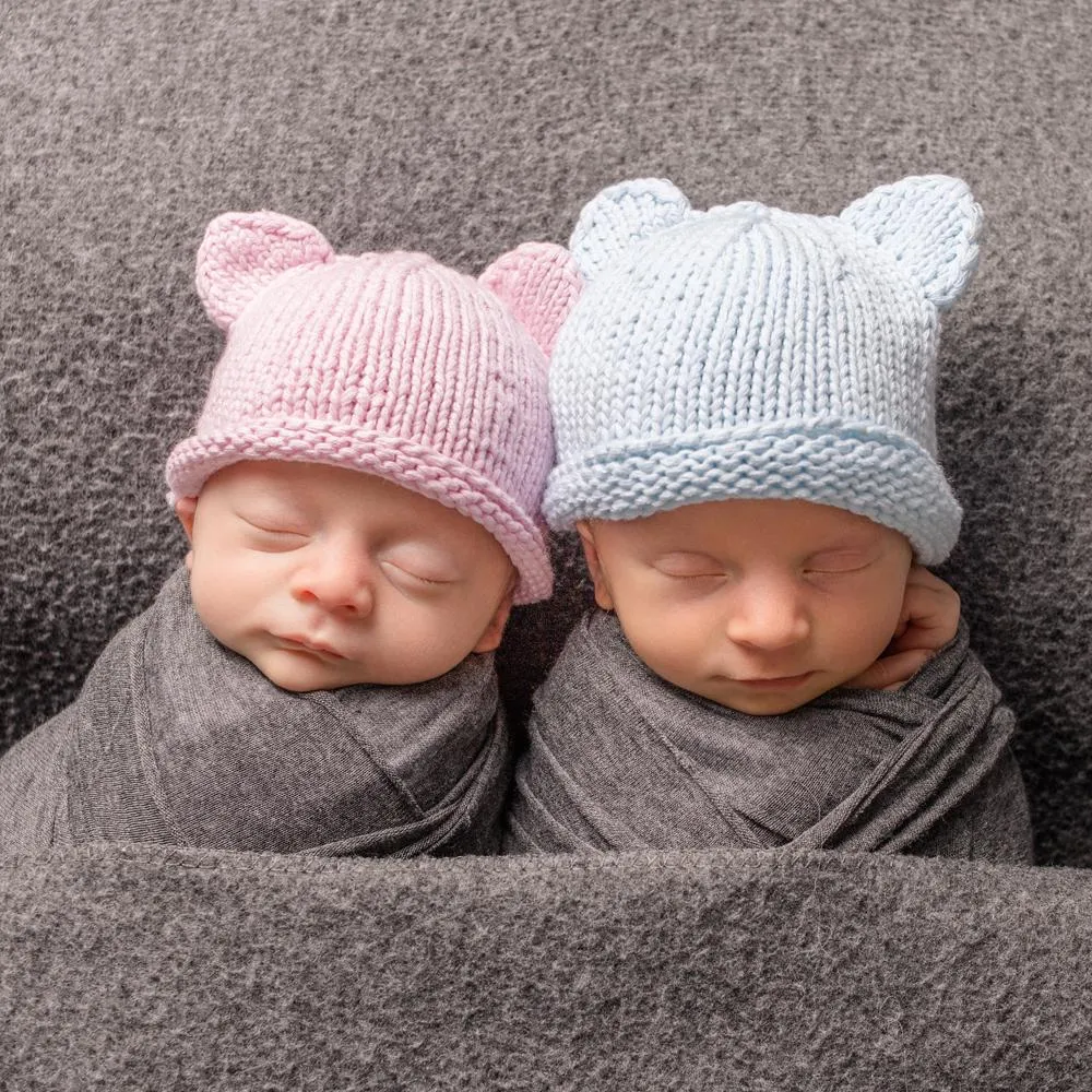 Newborn Blue Teddy Bear Beanie Hat