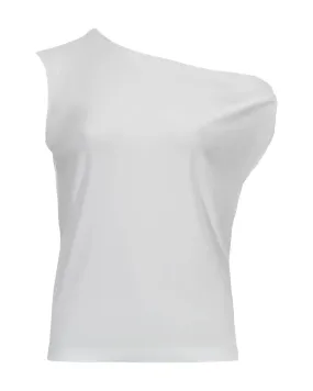 Norma Kamali Drop Shoulder Sleeveless Top White