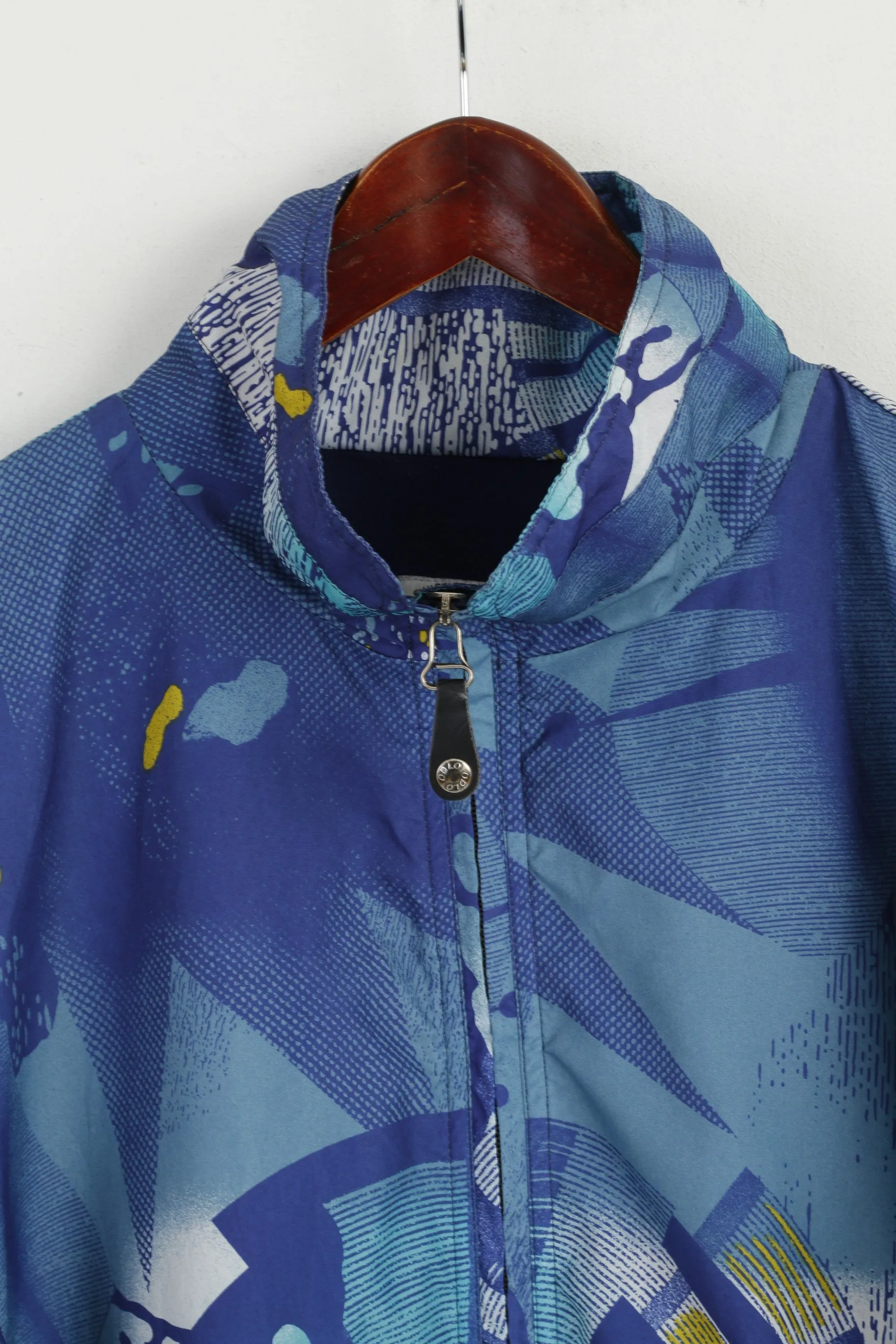 Odlo Men XL Pullover Jacket Blue Printed Zip Neck Vintage Bomber Sport Top