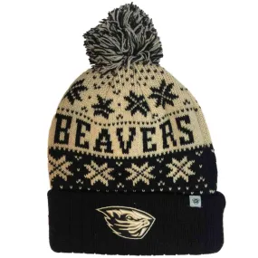 Oregon State Beavers TOW Black Subarctic Snowflake Poof Cuffed Hat Cap Beanie