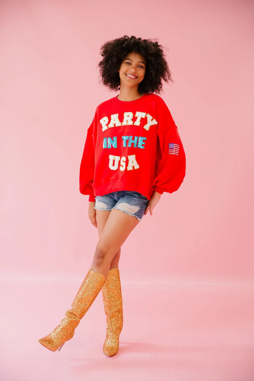 PARTY IN THE USA RED PULLOVER