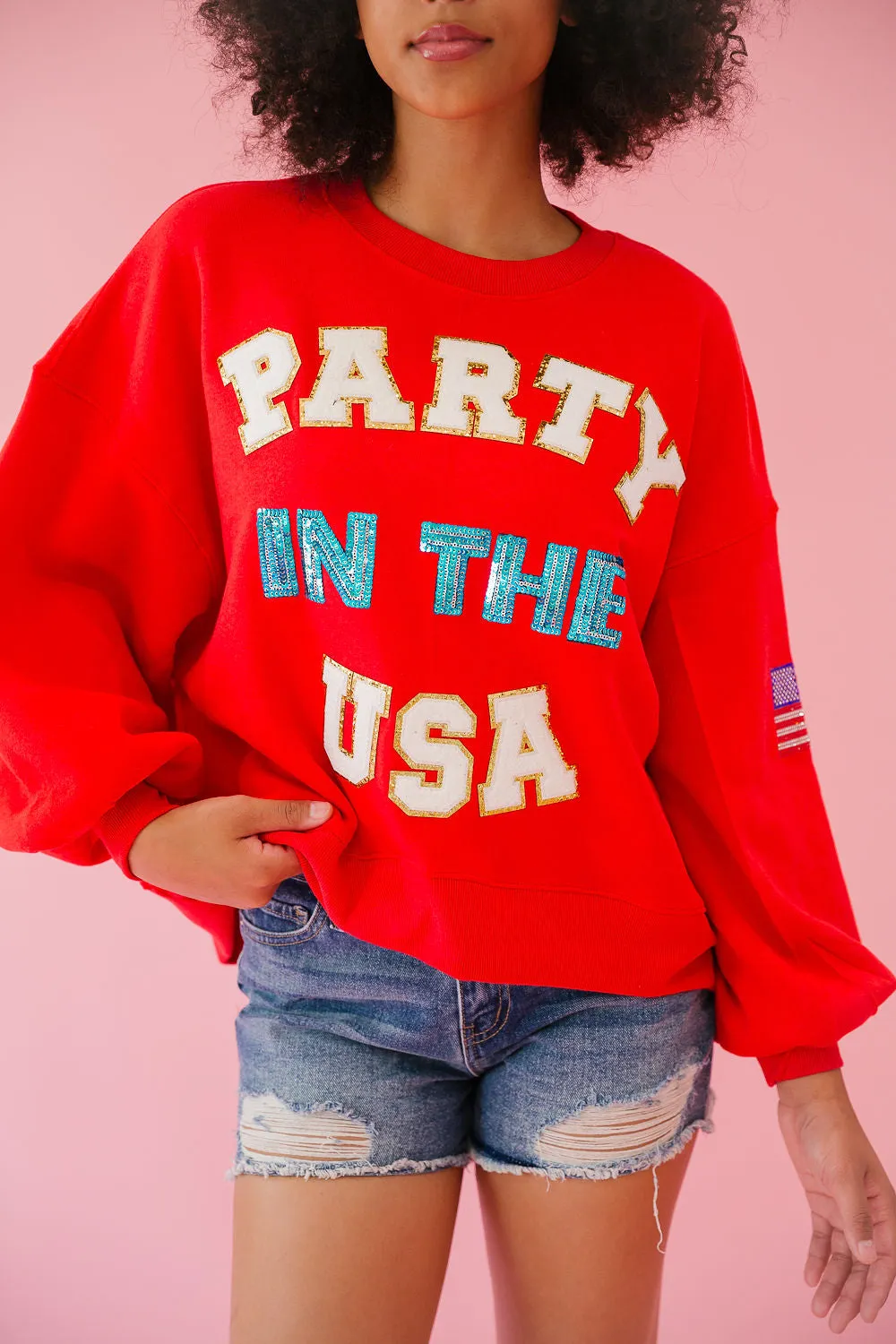 PARTY IN THE USA RED PULLOVER