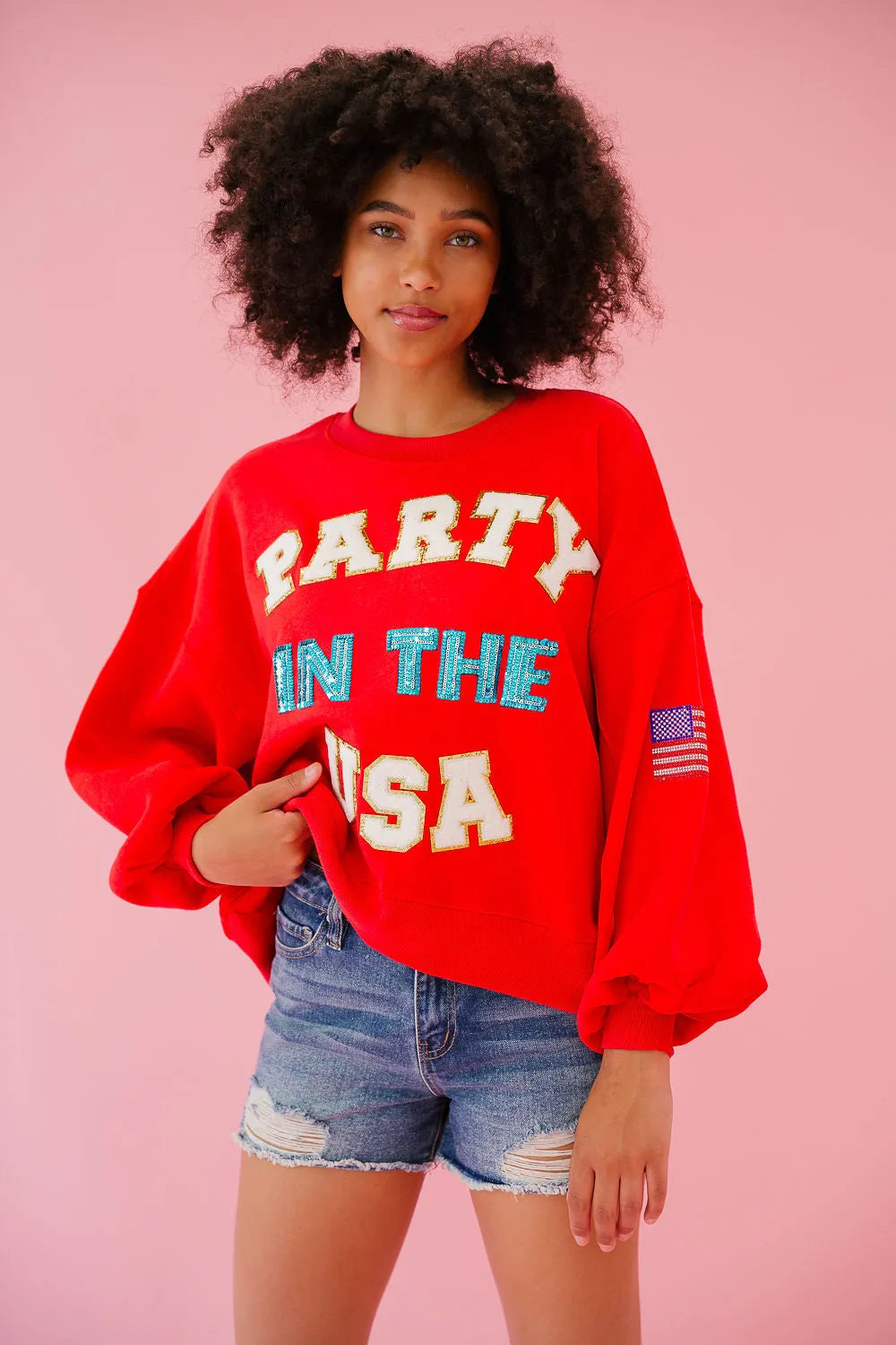 PARTY IN THE USA RED PULLOVER