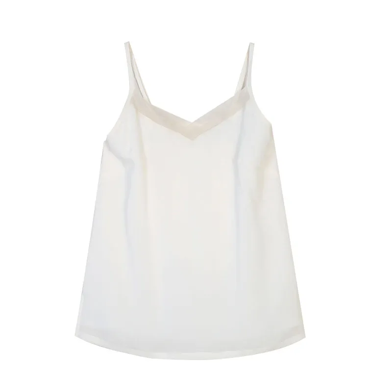 Pearl White Mulberry Silk Camisole Hanfu Undershirt