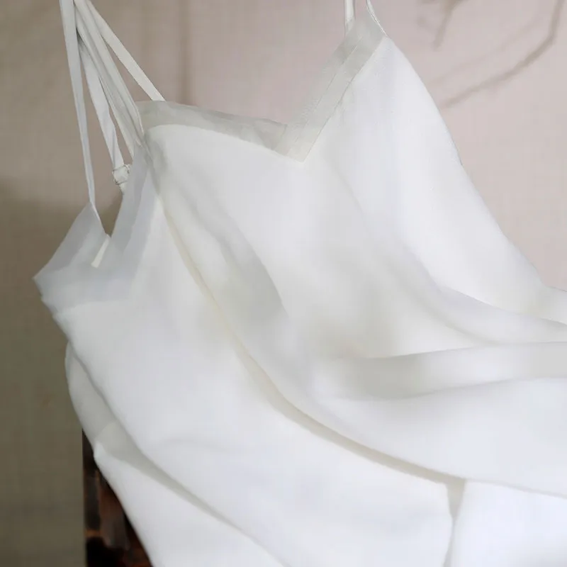 Pearl White Mulberry Silk Camisole Hanfu Undershirt