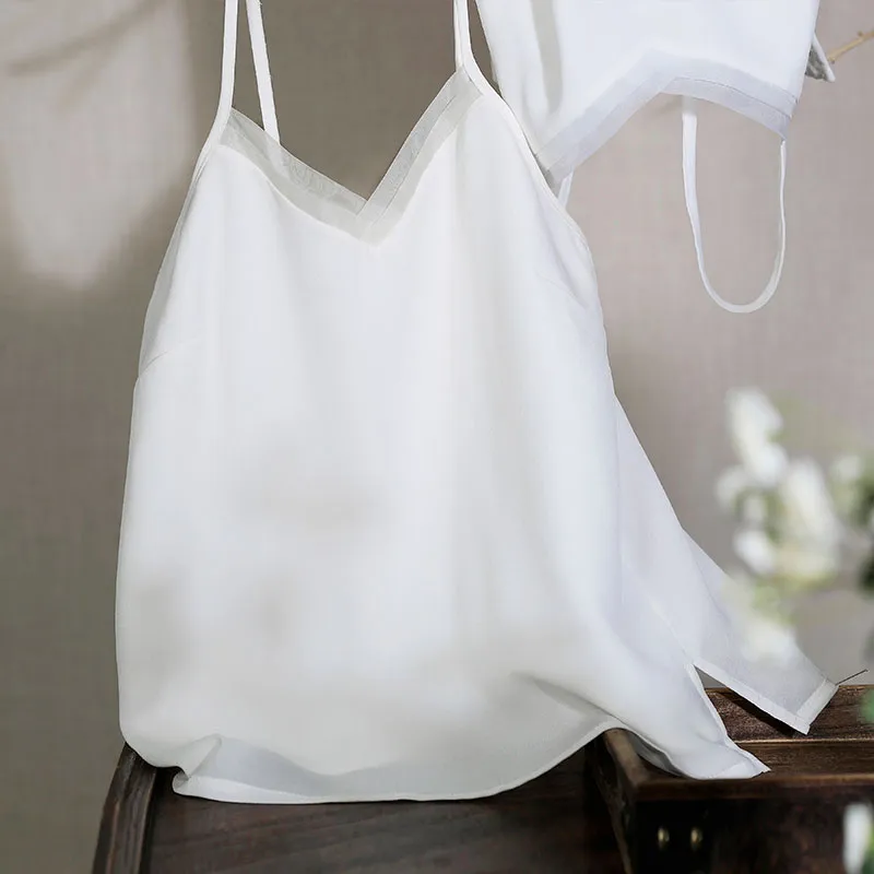 Pearl White Mulberry Silk Camisole Hanfu Undershirt