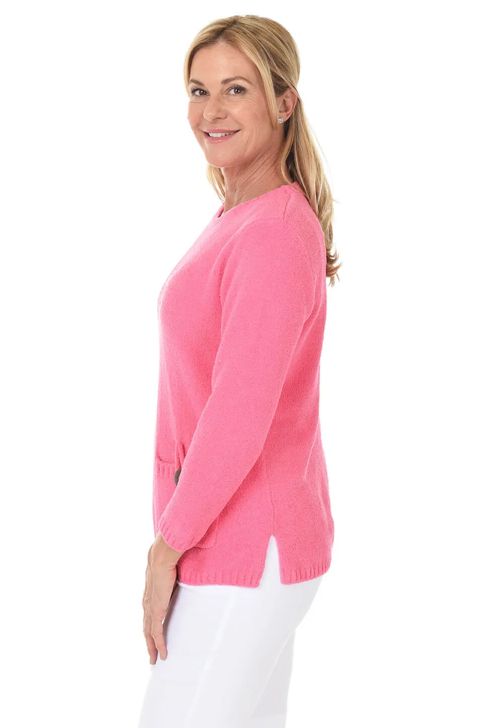 Pink Chenille Anchor Sweater