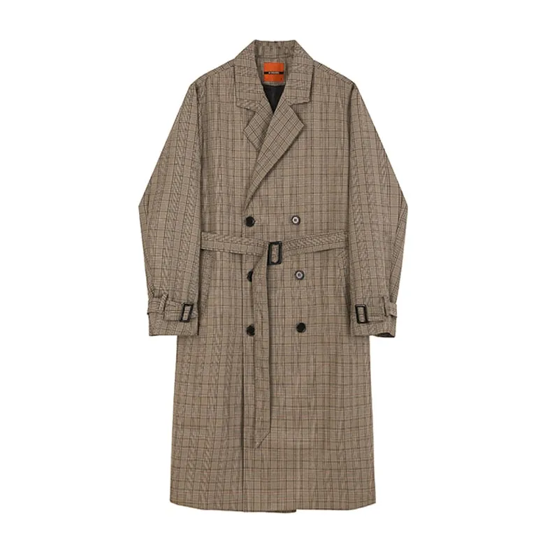 Plaid Brownie Belt Trench Coat