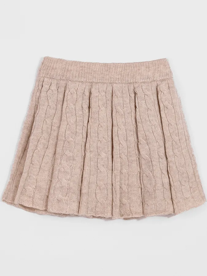 Pleated Knit Skirt & Twist Polo Sweater