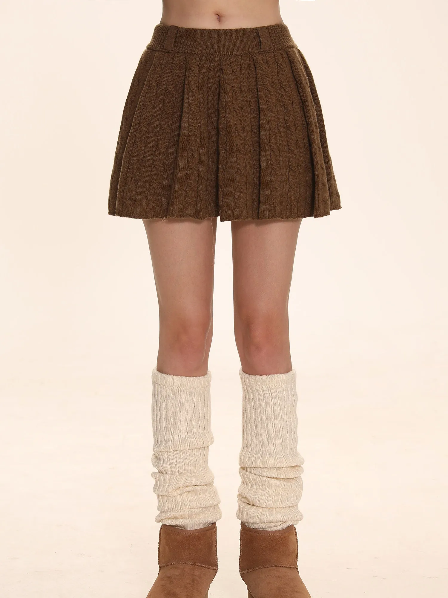 Pleated Knit Skirt & Twist Polo Sweater