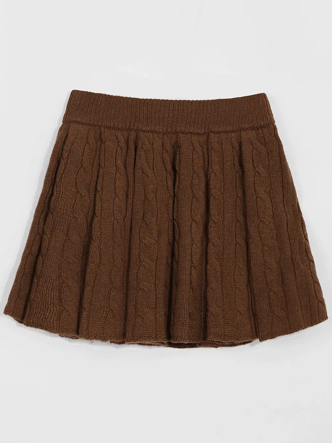 Pleated Knit Skirt & Twist Polo Sweater