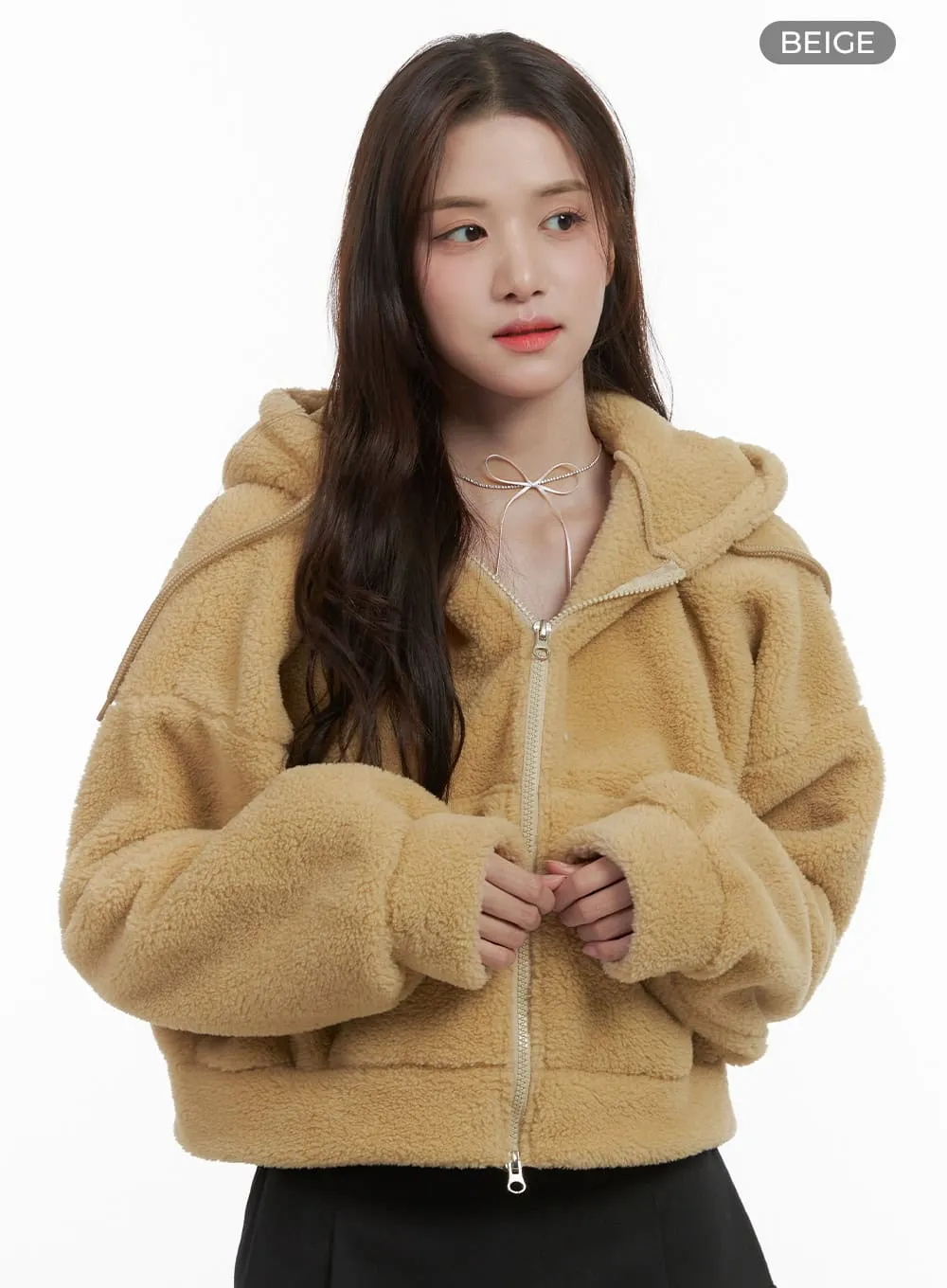 Plush Faux Fur Hooded Jacket OS416