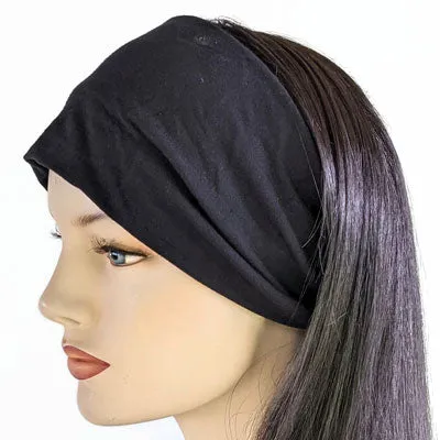 Premium Twisted comfy extra wide bamboo blend knit headband, solid black