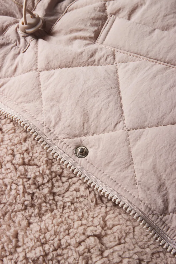 Quilted Hooded Puffer Parka Jacket Natural