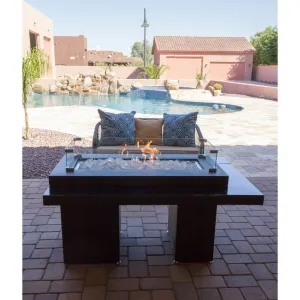 RECTANGLE TWO TIER GLASS TOP FIRE PIT