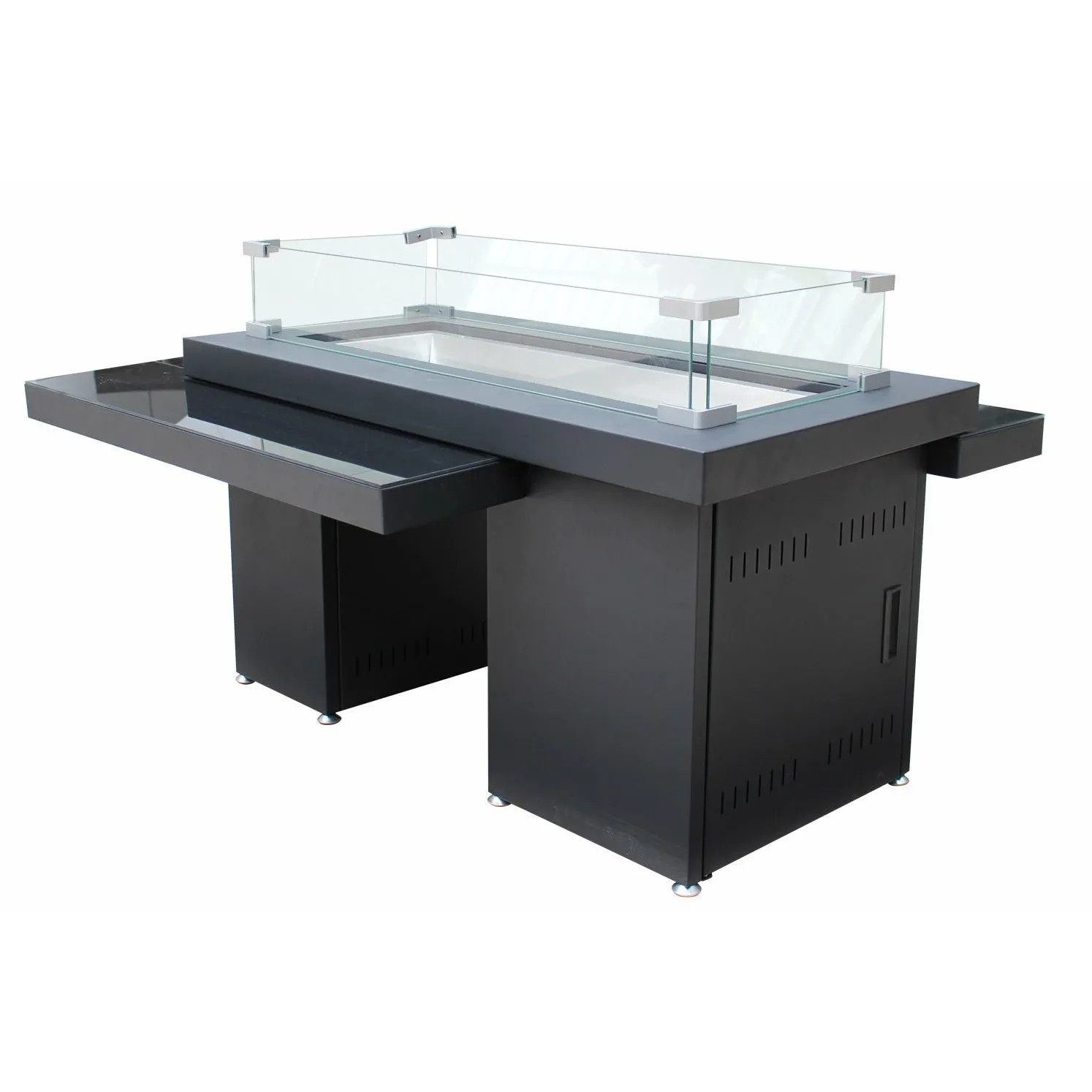 RECTANGLE TWO TIER GLASS TOP FIRE PIT