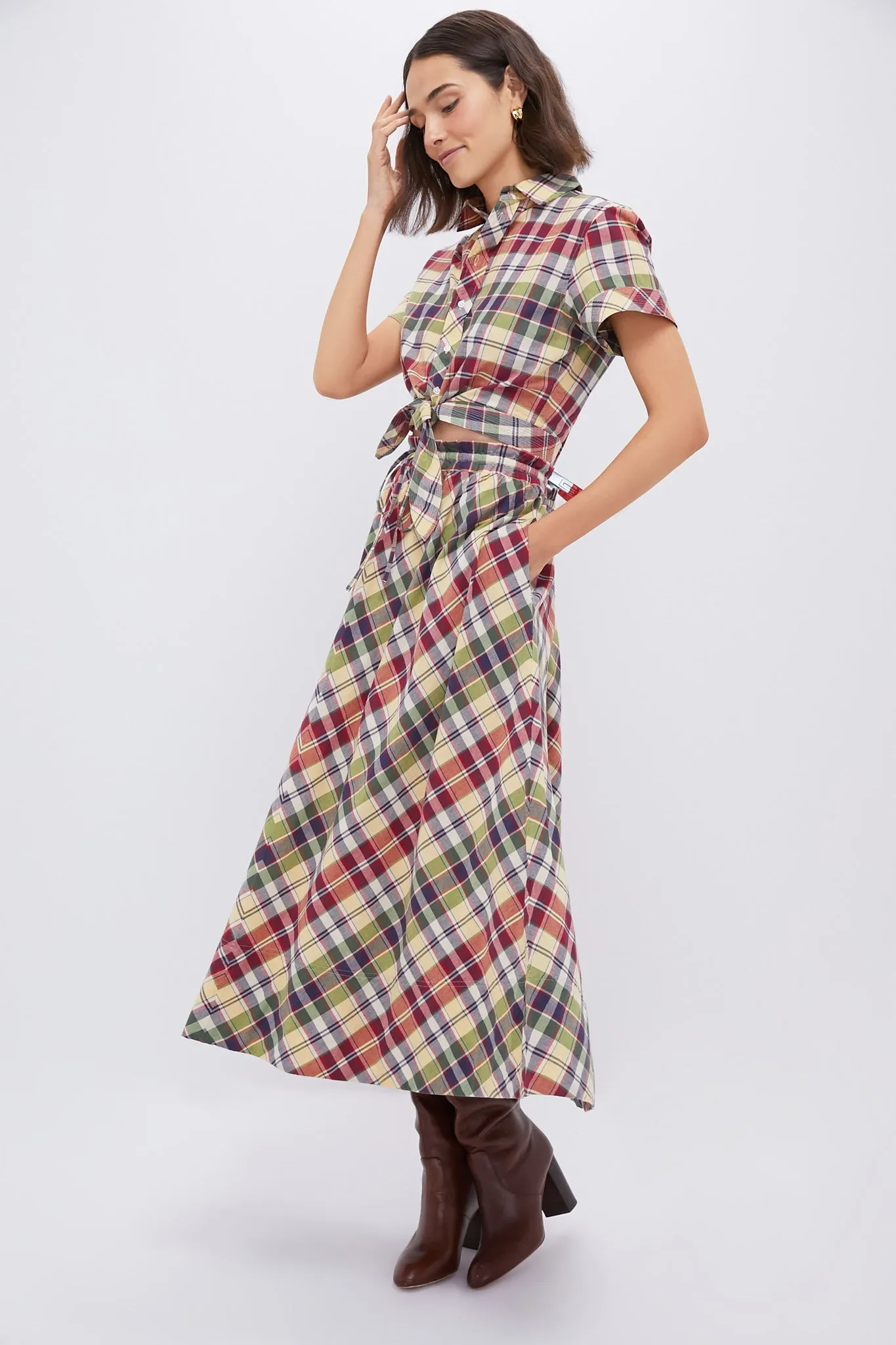 Red Yellow Green Multi Madras Maxi Skirt