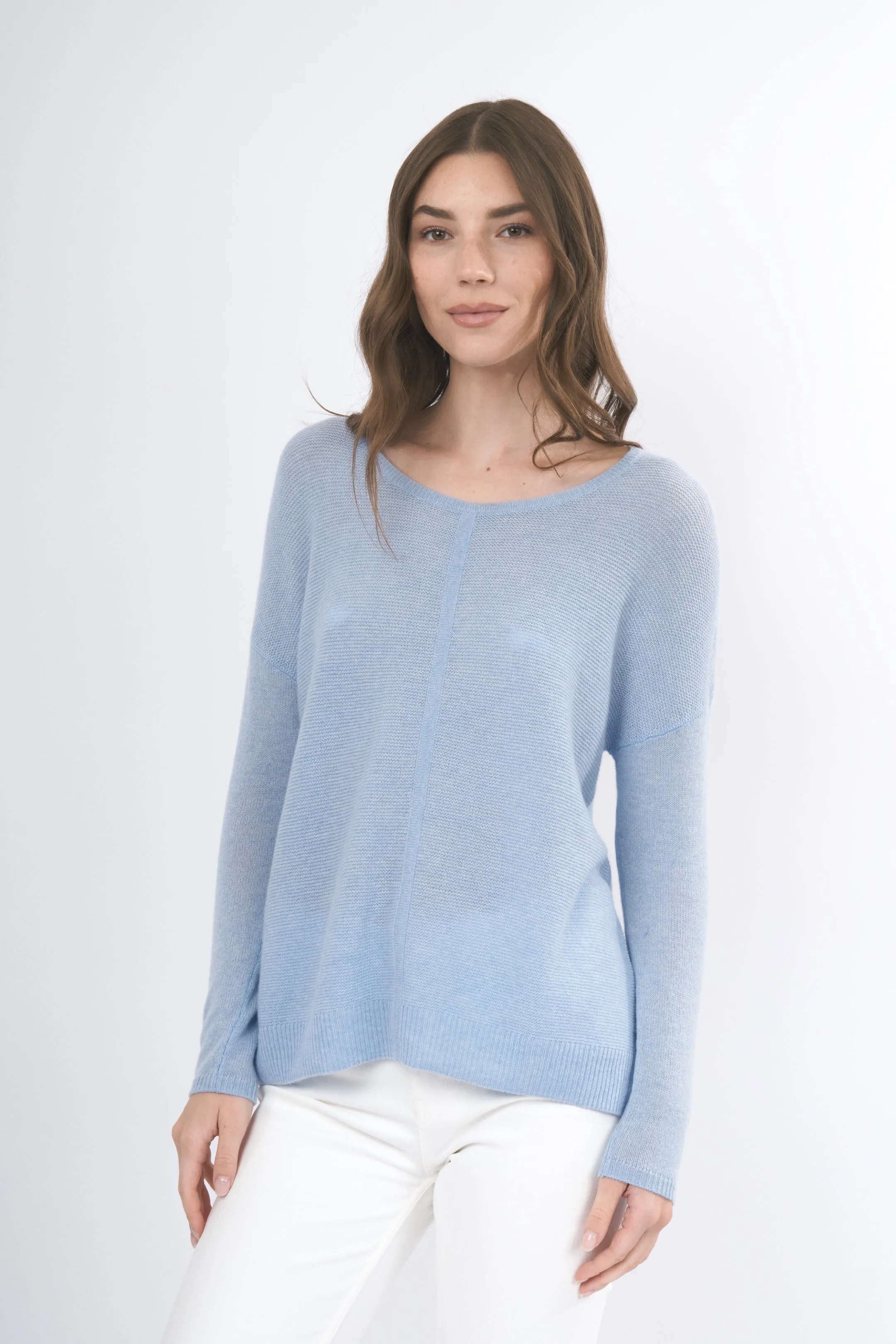 Robertson Madison 100% Cashmere Easy Fit Sweater CC-221 | Light Blue