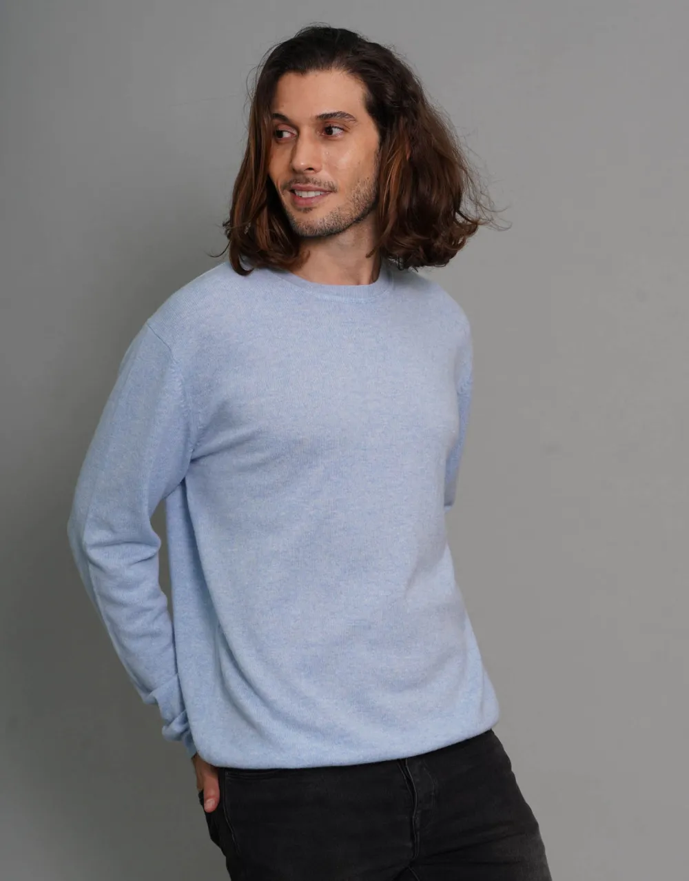 Round Neck Pullover in Sky Blue