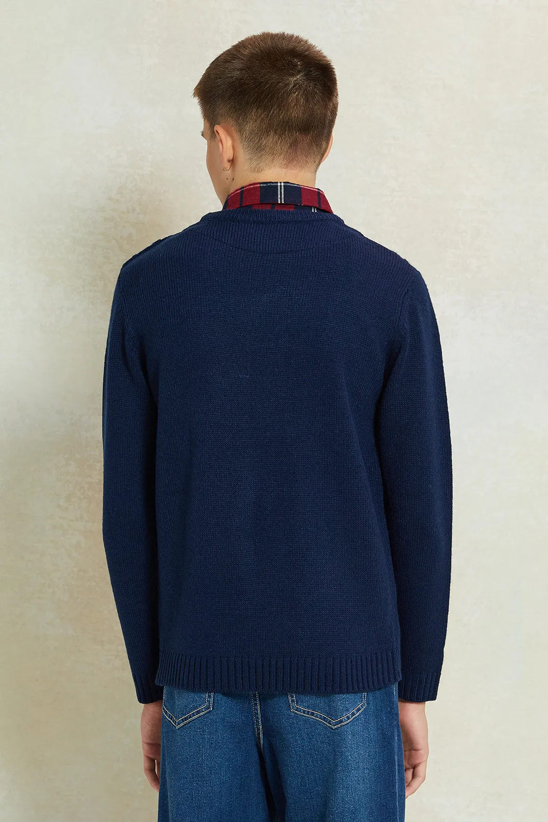 Senior Boys Navy Collared Pullover