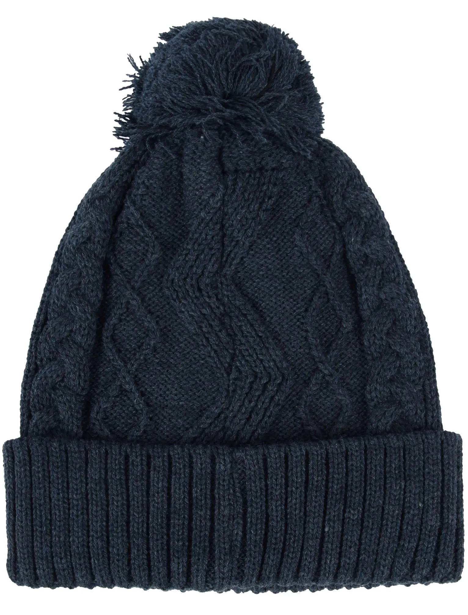 Shailene Cable Knit Bobble Hat in Dark Navy Marl - Tokyo Laundry