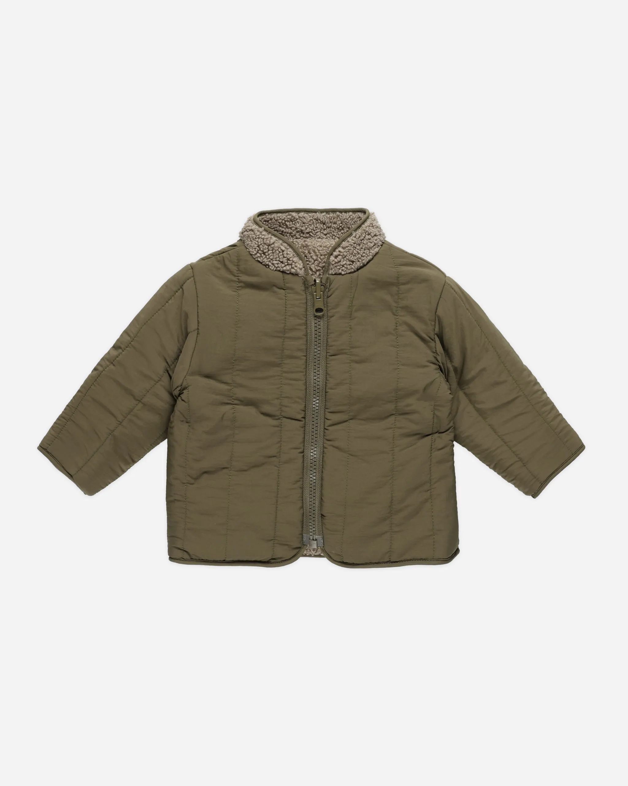 Shearling Zip Jacket || Olive