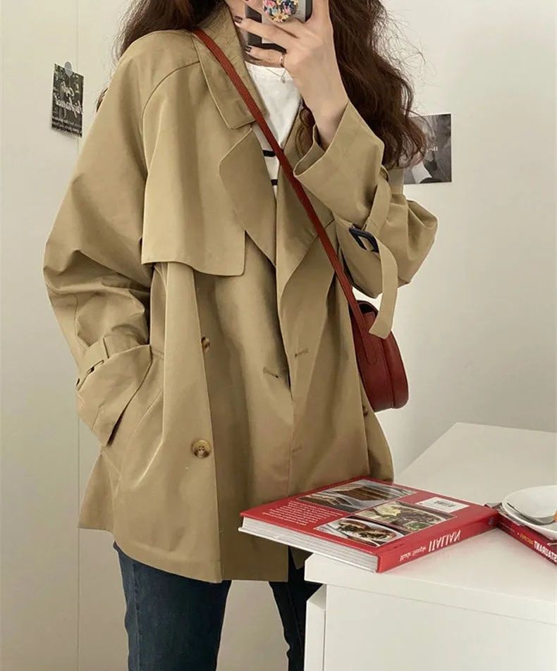 Short Double Breasted Trench Coat