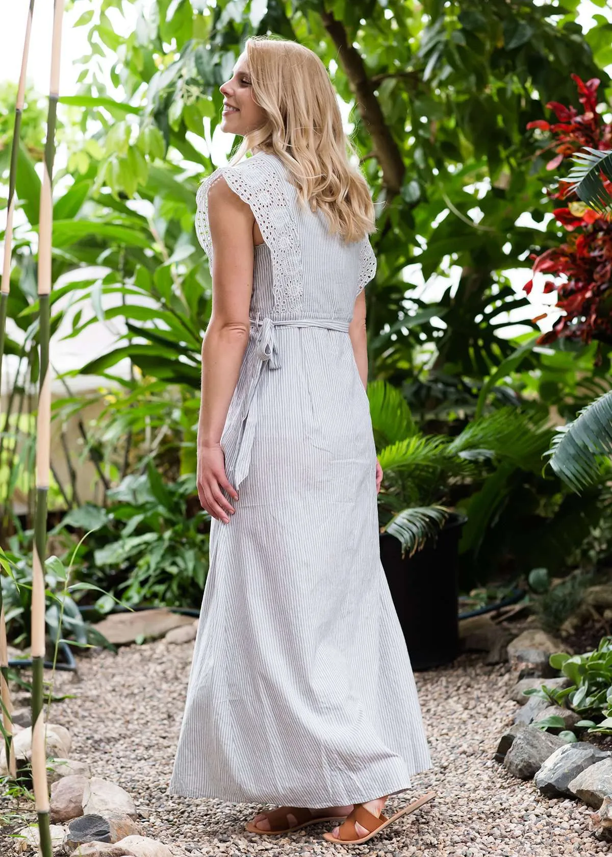 Side Tie Embroidered Maxi Dress - FINAL SALE