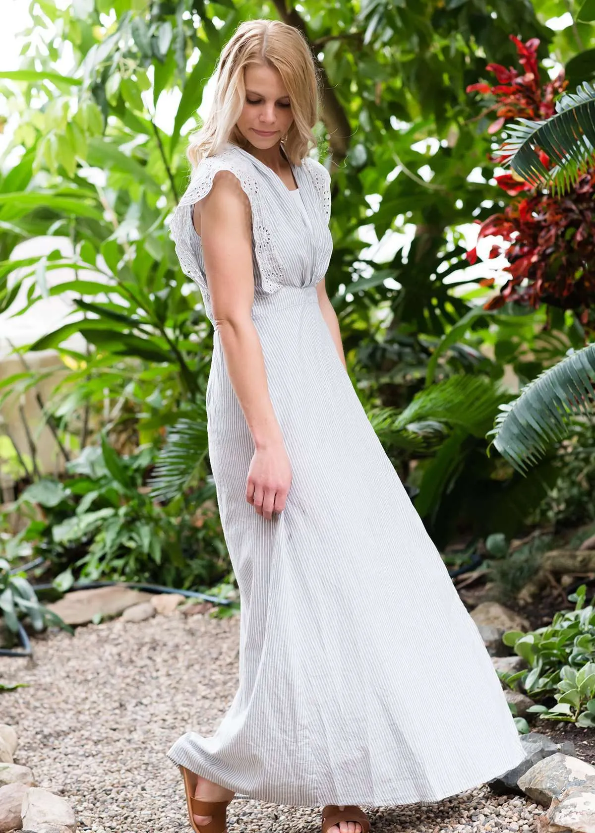 Side Tie Embroidered Maxi Dress - FINAL SALE