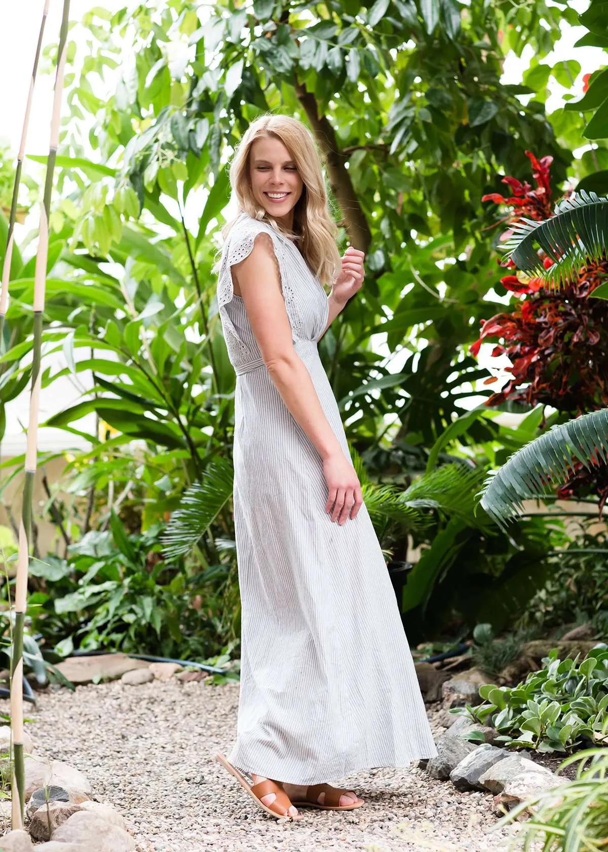 Side Tie Embroidered Maxi Dress - FINAL SALE